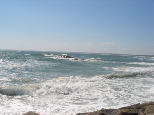 Ocean view--rough sea and rocks (Maine, not Oregon, but it gets the point across)