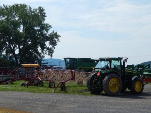 Large John Deere brand farm equipment