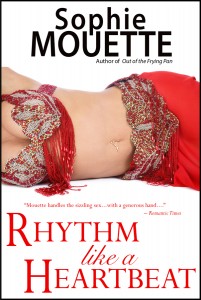 Rhythm Like a Heartbeat cover: curvy female torso in red bellydance costume