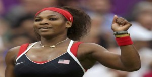 Athlete Serena Williams looking muscular and lovely.