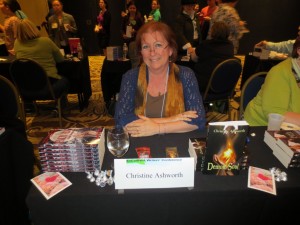 Author Christine Ashworth at a book signing. 