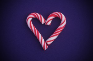 Heart made from two candy canes